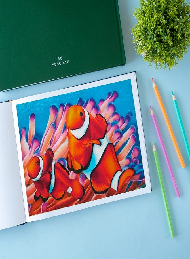 MENORAH مينورا - دفتر رسم فني - A4 - 115 غرام/متر مربع (160 صفحة / 80 ورقة) - دفتر رسم - غلاف مقوى - (21.0 سم × 29.7 سم) - مصنوع يدويًا بالكامل - تصميم أفقي - أزرق داكن - Image 3