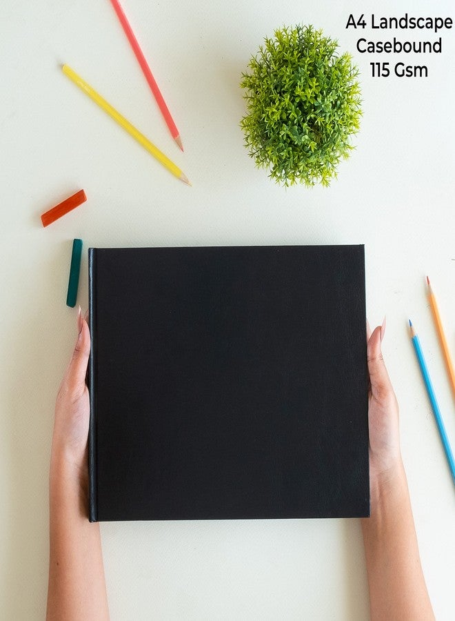 MENORAH مينورا - دفتر رسم فني - A4 - 115 غرام/متر مربع (160 صفحة / 80 ورقة) - دفتر رسم - غلاف مقوى - (21.0 سم × 29.7 سم) - مصنوع يدويًا بالكامل - تصميم أفقي - أزرق داكن - Image 2