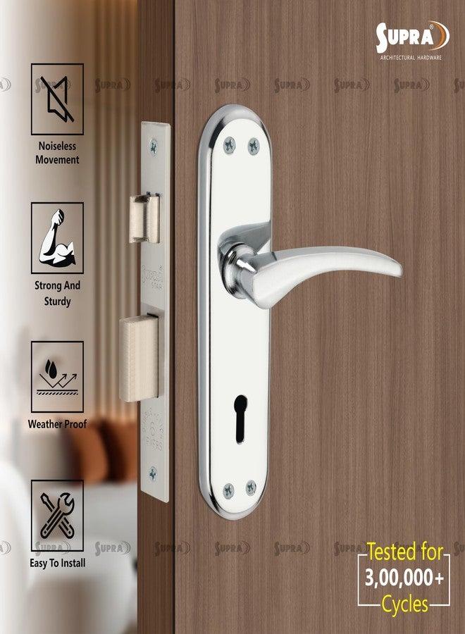 SUPRA Ultra Strong Mortise Door Lock Set for Main & Internal Door in Residential & Commercial Spaces I, Astra Glossy Chrome Plated Finish Handles, Double Security Lock with Both Side Key Operation - Image 2