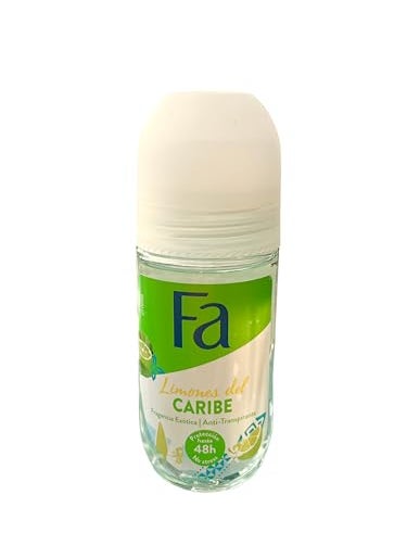 Fa Fa Deodorant 1.7 Ounce Roll-On Caribbean Lemon (50ml) (3 Pack) 