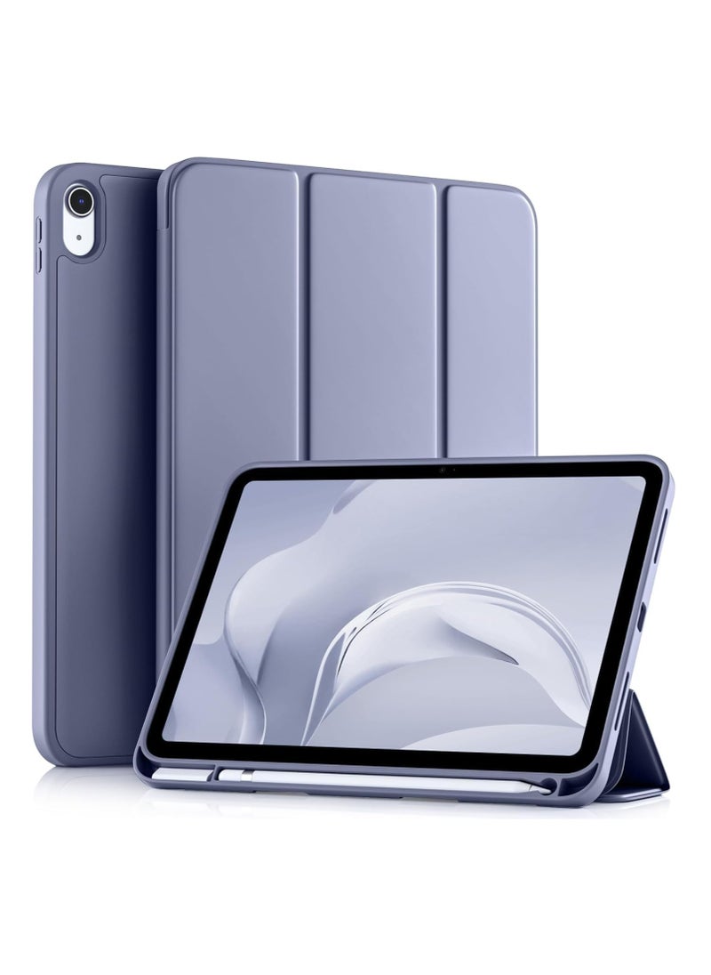 TIGER Compatible with iPad 10th Generation Case 10.9 Inch (2022) – Slim Trifold Stand Protective Cover with Pencil Holder – Soft TPU Back – Auto Sleep/Wake Function – Lightweight & Durable Smart Case  Blue Purple  Blue Gray  - Image 1