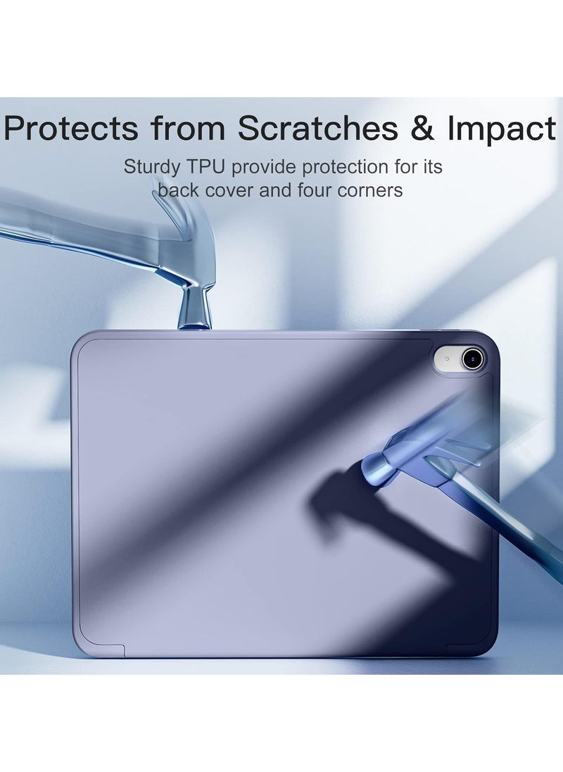 TIGER Compatible with iPad 10th Generation Case 10.9 Inch (2022) – Slim Trifold Stand Protective Cover with Pencil Holder – Soft TPU Back – Auto Sleep/Wake Function – Lightweight & Durable Smart Case  Blue Purple  Blue Gray  - Image 3