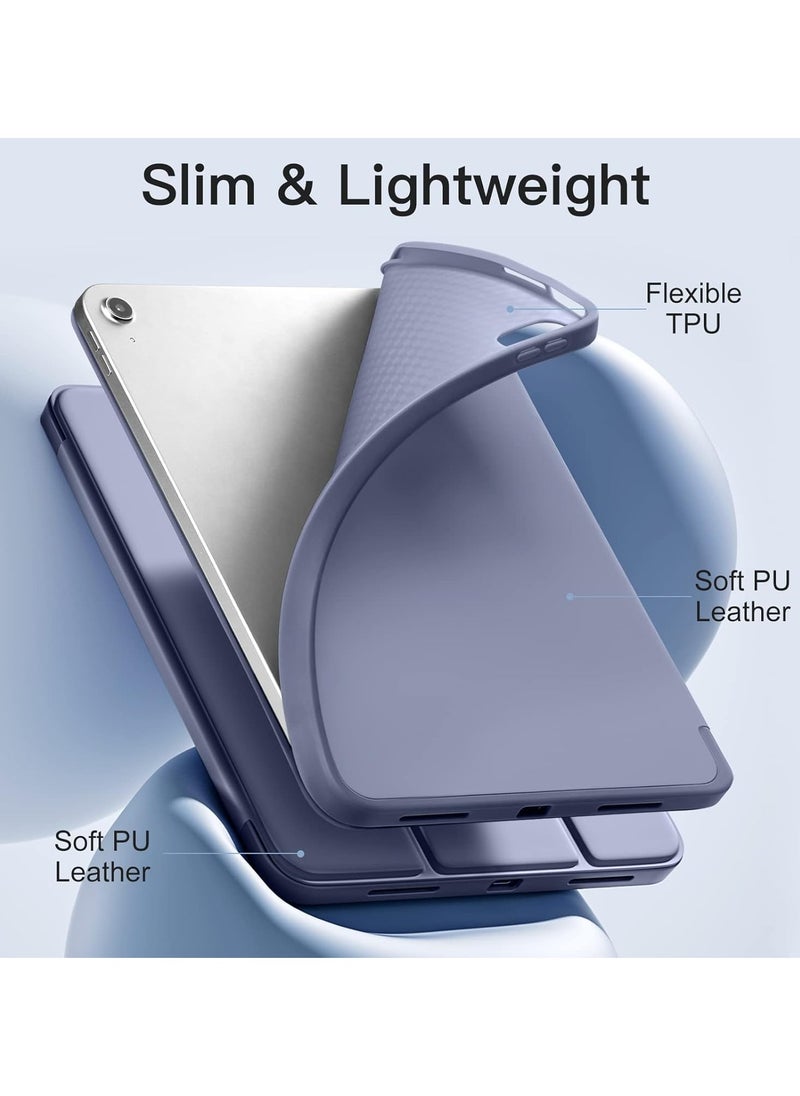 TIGER Compatible with iPad 10th Generation Case 10.9 Inch (2022) – Slim Trifold Stand Protective Cover with Pencil Holder – Soft TPU Back – Auto Sleep/Wake Function – Lightweight & Durable Smart Case  Blue Purple  Blue Gray  - Image 4