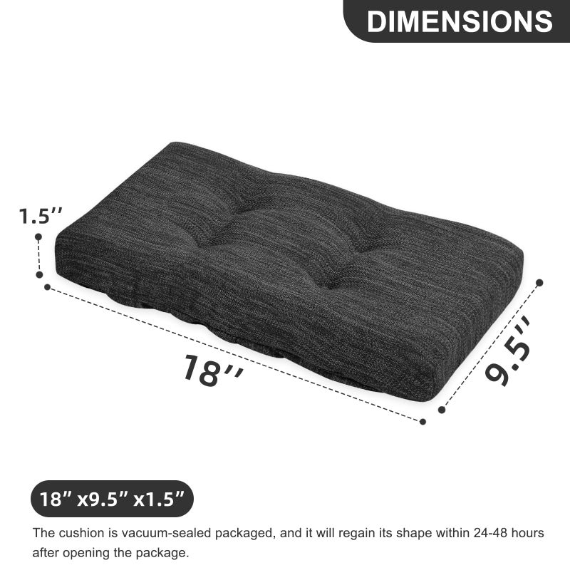 baibu Set of 2 Memory Foam Stool Cushion Rectangular, Dual-Layer Design Bar Stool Cushion Saddle Stool Pad with Ties - 2 Pads Only (Gray-Black, 18x9.5x1.5in) - Image 2