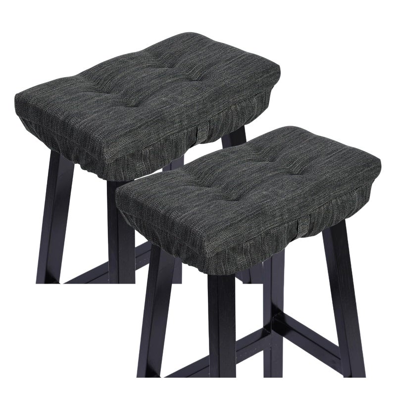 baibu Set of 2 Memory Foam Stool Cushion Rectangular, Dual-Layer Design Bar Stool Cushion Saddle Stool Pad with Ties - 2 Pads Only (Gray-Black, 18x9.5x1.5in) - Image 1