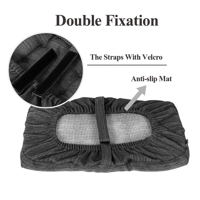 baibu Set of 2 Memory Foam Stool Cushion Rectangular, Dual-Layer Design Bar Stool Cushion Saddle Stool Pad with Ties - 2 Pads Only (Gray-Black, 18x9.5x1.5in) - Image 5