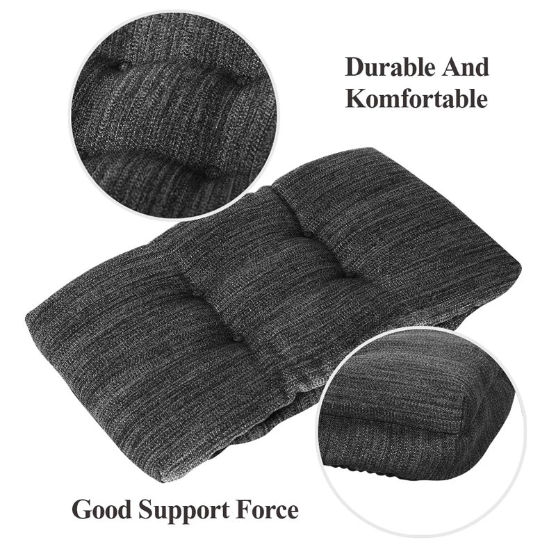 baibu Set of 2 Memory Foam Stool Cushion Rectangular, Dual-Layer Design Bar Stool Cushion Saddle Stool Pad with Ties - 2 Pads Only (Gray-Black, 18x9.5x1.5in) - Image 4