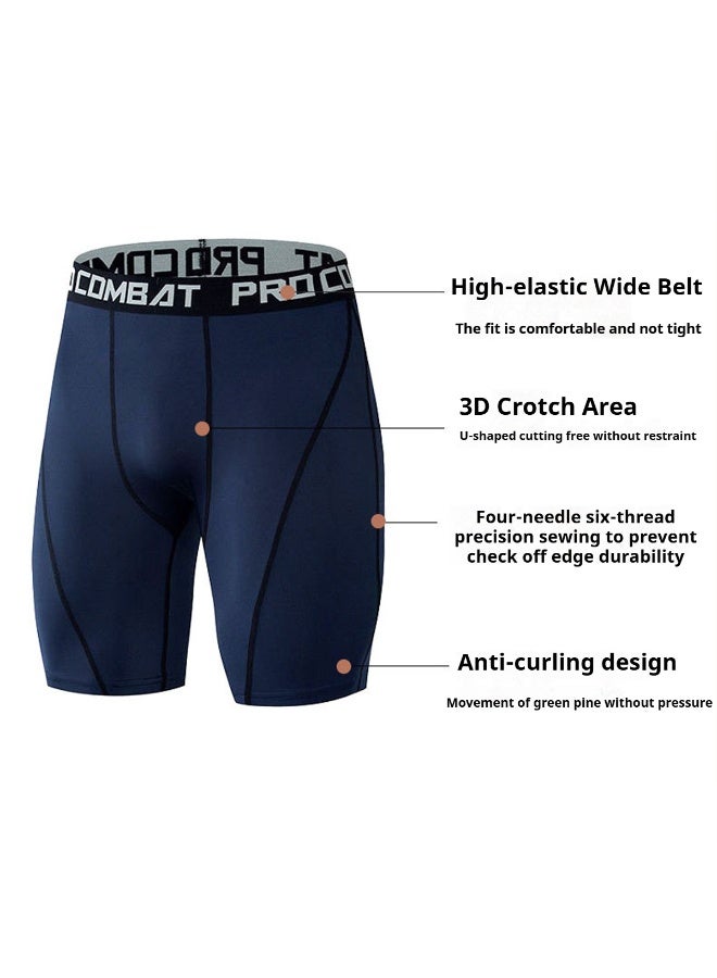 YUKE Men's Quick-Drying Athletic Shorts (1-pack) - Mid-rise Design, Anti-Friction Elasticity, Breathable Five-Point Leggings For Training, Running, and Track and Field; Breathable Sports Underwear ( Blue) - XL - Image 2