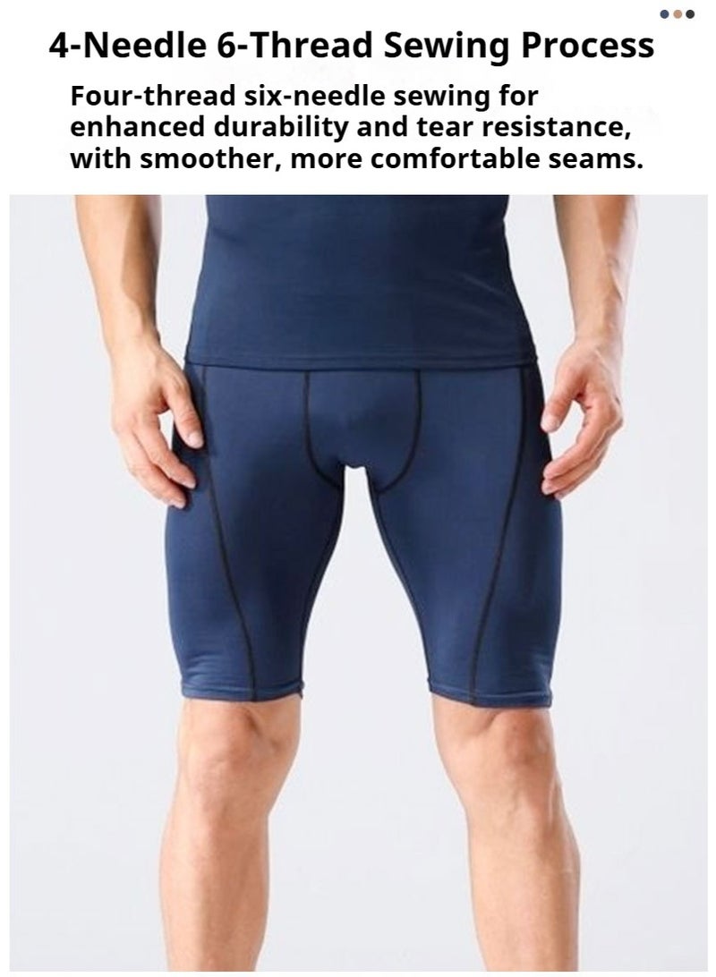 YUKE Men's Quick-Drying Athletic Shorts (1-pack) - Mid-rise Design, Anti-Friction Elasticity, Breathable Five-Point Leggings For Training, Running, and Track and Field; Breathable Sports Underwear ( Blue) - XL - Image 3