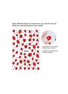 silvercnc 10Pcs Nail Art Stickers, DIY Nail Decals Strawberry Nail Polish Strips Nail Art Stickers and Decals Watermark Nails Design Manicure for Tips Decor Ins Style(#3)  - Image 5