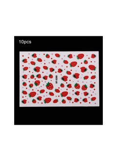silvercnc 10Pcs Nail Art Stickers, DIY Nail Decals Strawberry Nail Polish Strips Nail Art Stickers and Decals Watermark Nails Design Manicure for Tips Decor Ins Style(#3)  - Image 3
