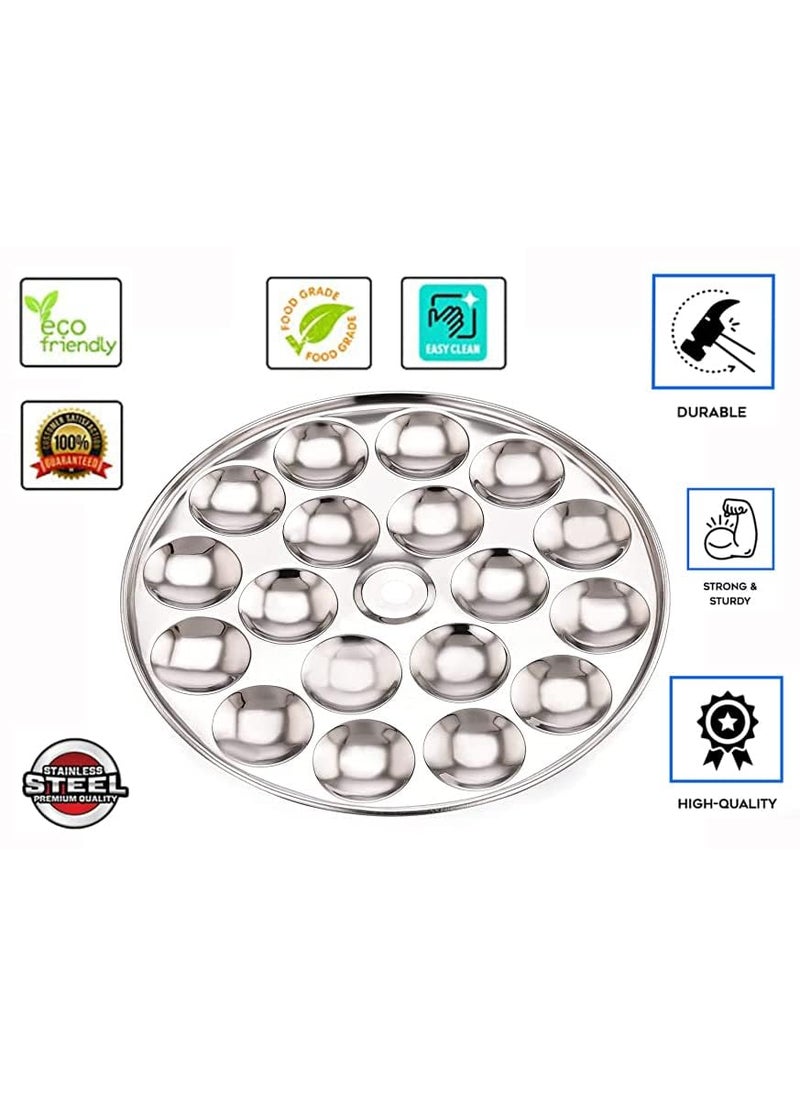 AadiVeer AadiVeer Stainless Steel Mini Idli Plates Idli Maker Set Of 2 Plates 36 Idlies Dia 195 cm  - Image 4