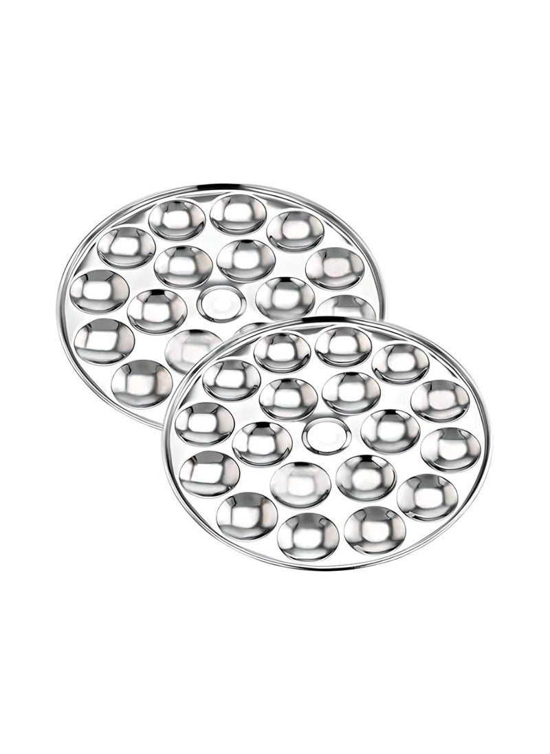 AadiVeer AadiVeer Stainless Steel Mini Idli Plates Idli Maker Set Of 2 Plates 36 Idlies Dia 195 cm  - Image 1