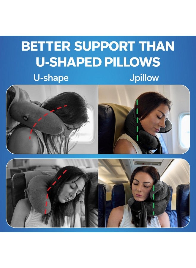 J-pillow JPillow Travel Pillow for Airplanes - Flight Pillow Upgraded with Patented Anti-Slip Scarf - British Invention of The Year - Neck Pillow, Airplane Sleep Support for Chin and Head - Black  - Image 4