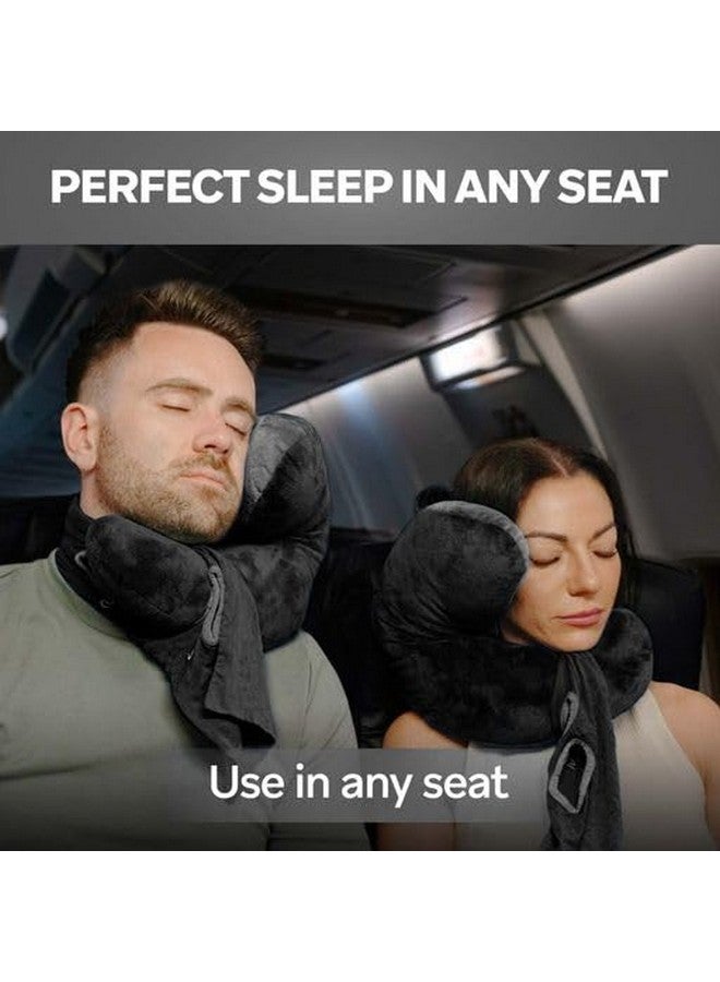 J-pillow JPillow Travel Pillow for Airplanes - Flight Pillow Upgraded with Patented Anti-Slip Scarf - British Invention of The Year - Neck Pillow, Airplane Sleep Support for Chin and Head - Black  - Image 3