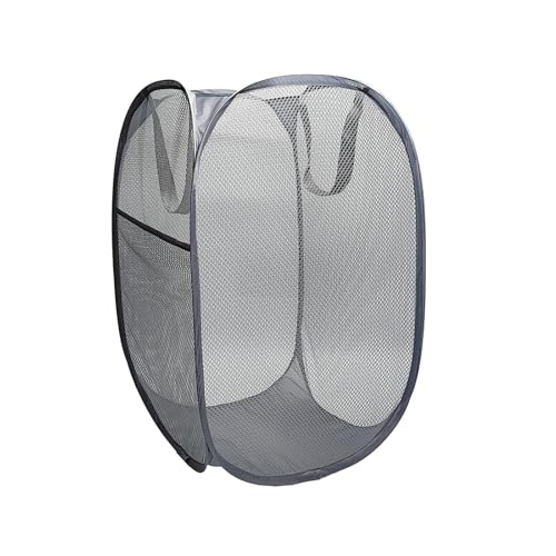 FOAYACCY The upgraded pop-up laundry basket features a breathable side pocket mesh design, making it ideal for rooms, apartments, dormitories, travel, business trips, and children's storage(1, Gray) - Image 1