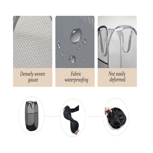 FOAYACCY The upgraded pop-up laundry basket features a breathable side pocket mesh design, making it ideal for rooms, apartments, dormitories, travel, business trips, and children's storage(1, Gray) - Image 4