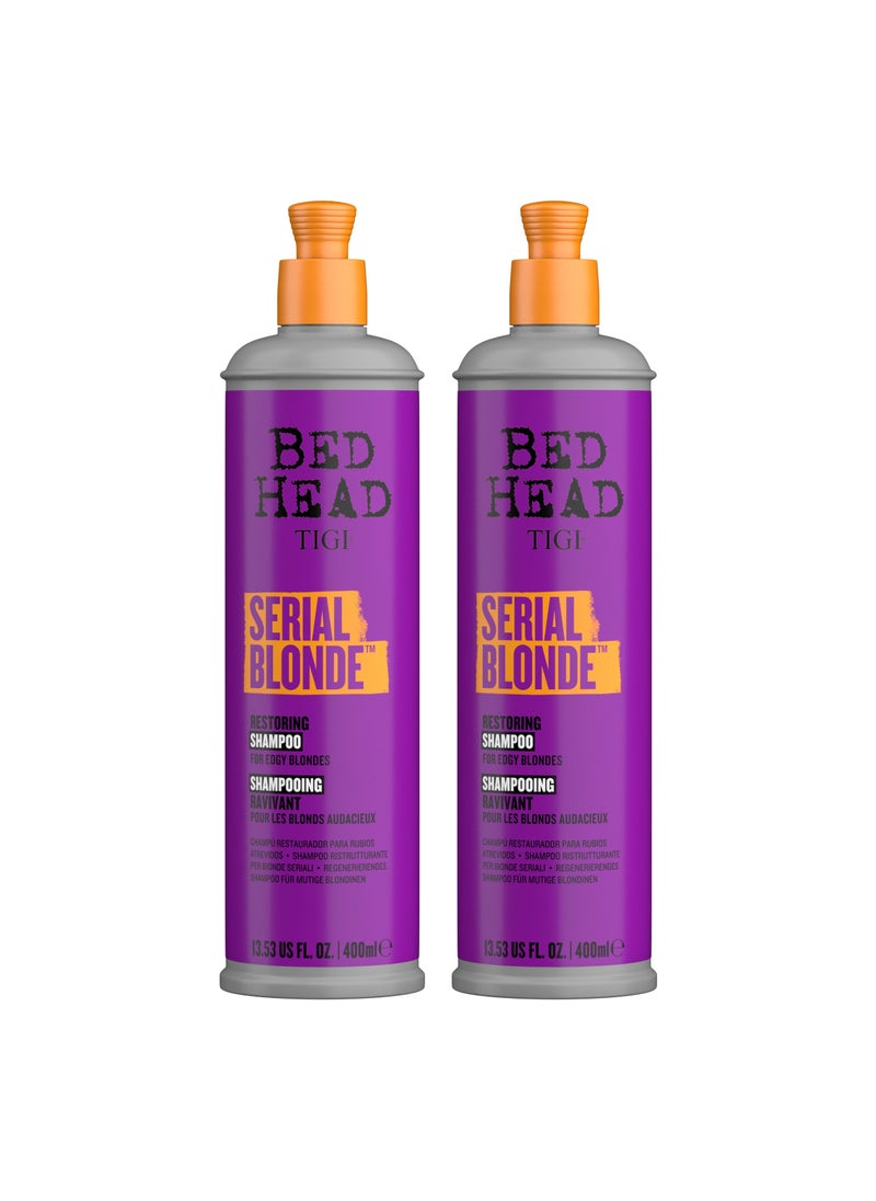 Bed Head Tigi Serial Blonde Shampoo - Ideal for Natural and Coloured Blonde Hair - With Keratin, 400 ml, 2 Pack  - Image 1