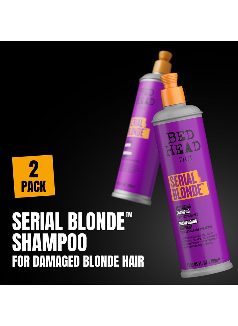 Bed Head Tigi Serial Blonde Shampoo - Ideal for Natural and Coloured Blonde Hair - With Keratin, 400 ml, 2 Pack  - Image 2