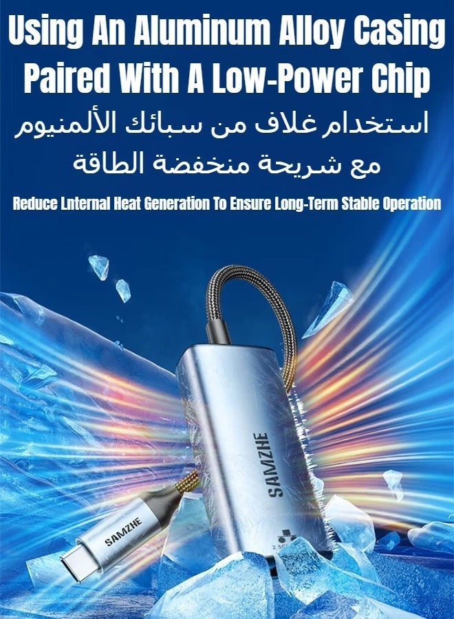 SAMZHE محول CG25 USB Type-C إلى RJ45 إيثرنت، محول شبكة LAN سلكية عالي السرعة بسرعة 2.5 جيجابت في الثانية (2500 ميجابت في الثانية)، كابل مضفر، التوصيل والتشغيل، متوافق مع MacBook وSurface وiPad Pro وSwitch وPS5 وWindows وmacOS - Image 3