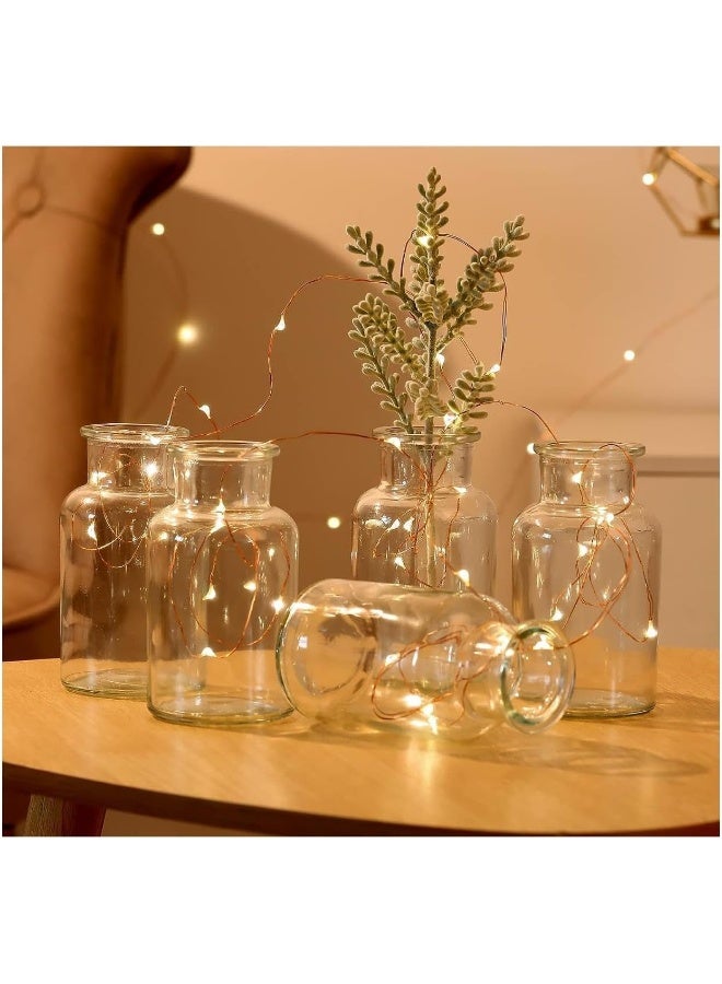 FUFU FUFU 6 Pack Living Vases Clear Glass Flower Vase Decorative Glass Bottles Small Vintage Flower Bottle Table Centerpiece Decoration for Home Wedding Party Event Office Modern Decor Clear (500ml) - Image 5