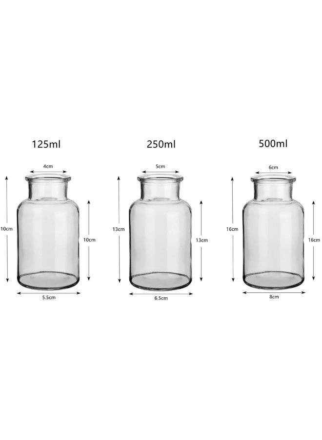 FUFU FUFU 6 Pack Living Vases Clear Glass Flower Vase Decorative Glass Bottles Small Vintage Flower Bottle Table Centerpiece Decoration for Home Wedding Party Event Office Modern Decor Clear (500ml) - Image 2