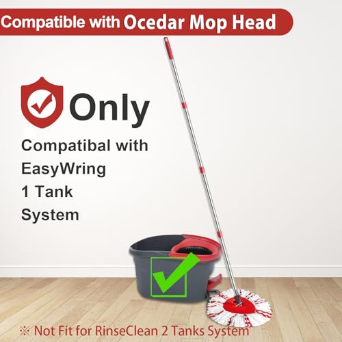 HiBaby Spin Mop Replacement Head Base Handle Compatible with Ocedar Mop Set EasyWring 1Tank Microfiber Spin Mop 2 Refills Replacement Heads 3058in Handle and 1 Base Combo Set - Image 3