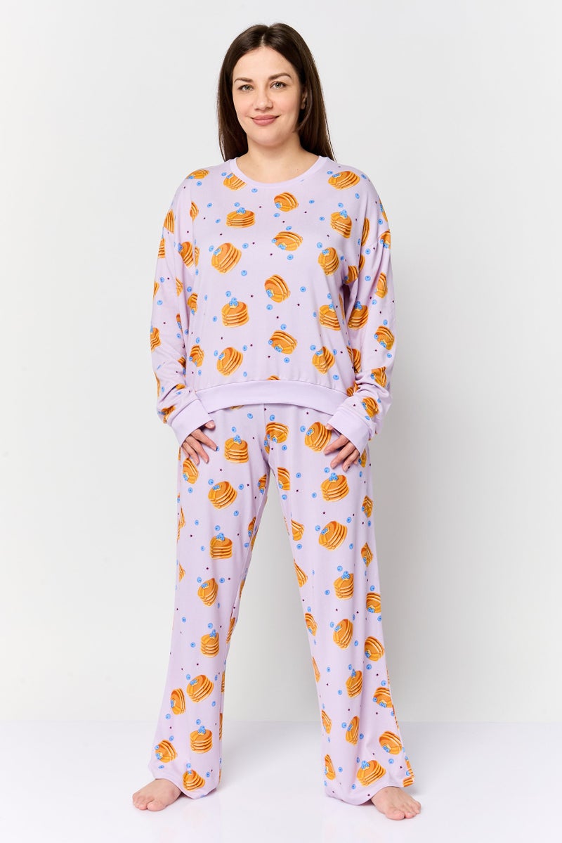 Kensie Women 2 Pcs Allover Print Long Sleeve Pyjama Set, Multicolor - Image 1