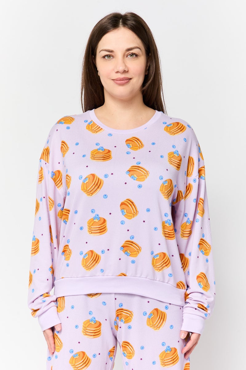 Kensie Women 2 Pcs Allover Print Long Sleeve Pyjama Set, Multicolor - Image 2