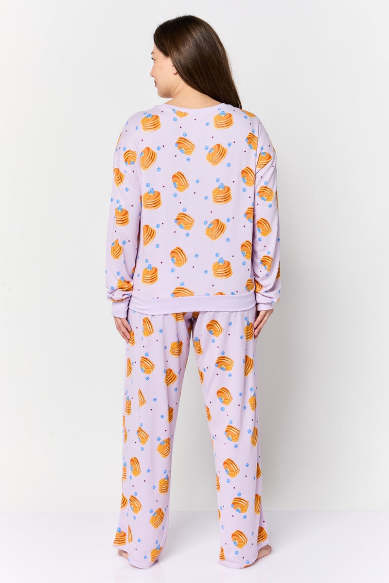 Kensie Women 2 Pcs Allover Print Long Sleeve Pyjama Set, Multicolor - Image 4
