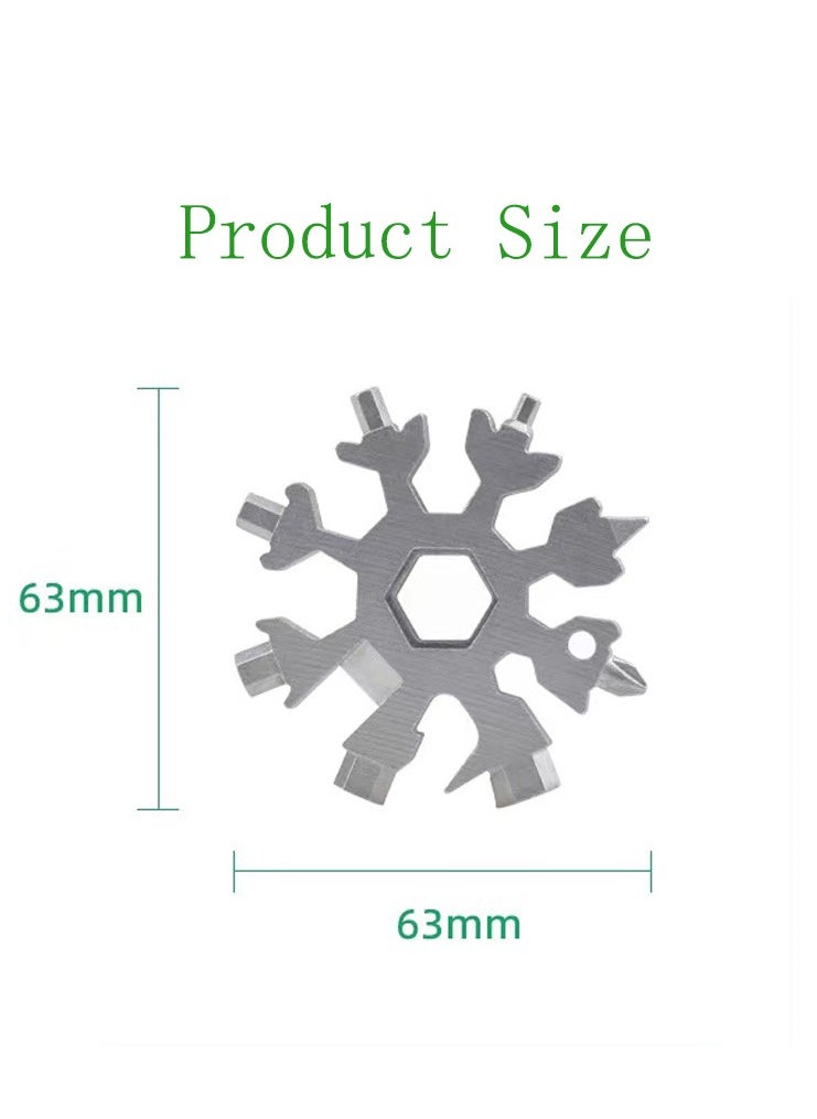 Generic - 8 in 1 Snowflake Multi-Tool, Stainless Steel Snowflake Bottle Opener/Flat Phillips Screwdriver Set/Wrench, Bicycle Wrench (Stainless Steel) - Image 1