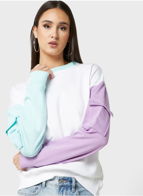 Colorblock Sweatshirt With Pockets