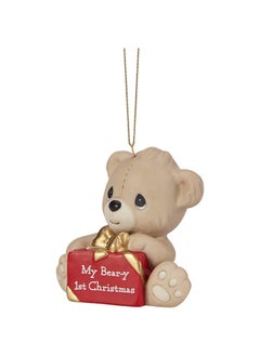 Precious Moments Precious Moments 211037 My Bear-y First Christmas Bisque Porcelain Ornament, White  - Image 3
