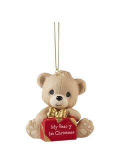 Precious Moments Precious Moments 211037 My Bear-y First Christmas Bisque Porcelain Ornament, White  - Image 1