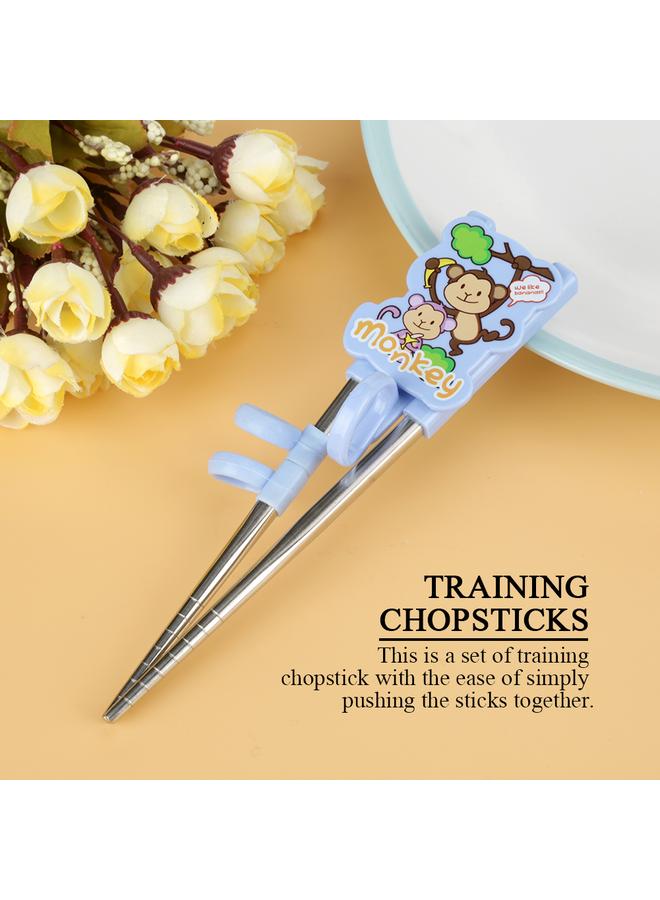 xozgdovg Kids Children Training Chopsticks Learning Flatware Eating Tool for Beginners (Blue, Monkey)  - Image 5