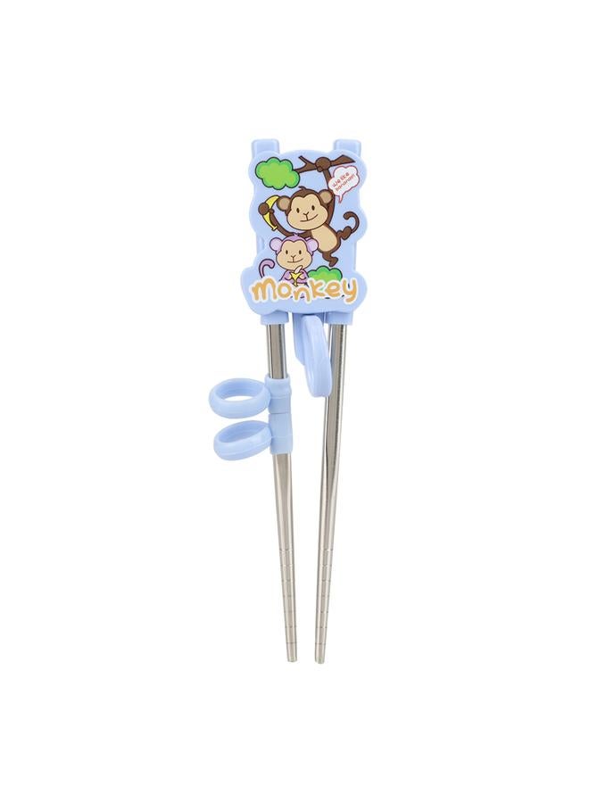 xozgdovg Kids Children Training Chopsticks Learning Flatware Eating Tool for Beginners (Blue, Monkey)  - Image 1