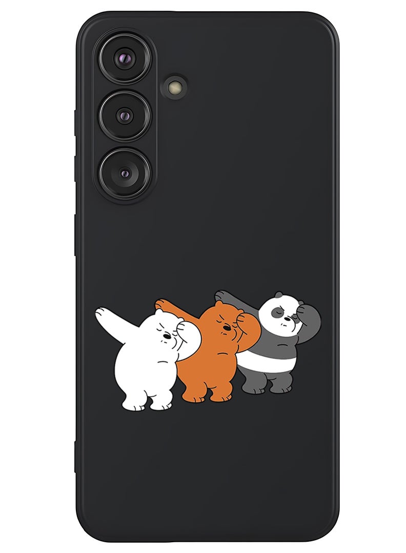 Theodor Protective Slim Fit Case Liquid Silicone Cover with Full Body Protection Anti-Scratch Shockproof Case For Samsung Galaxy S25 (Black) - Bears dance - Image 1