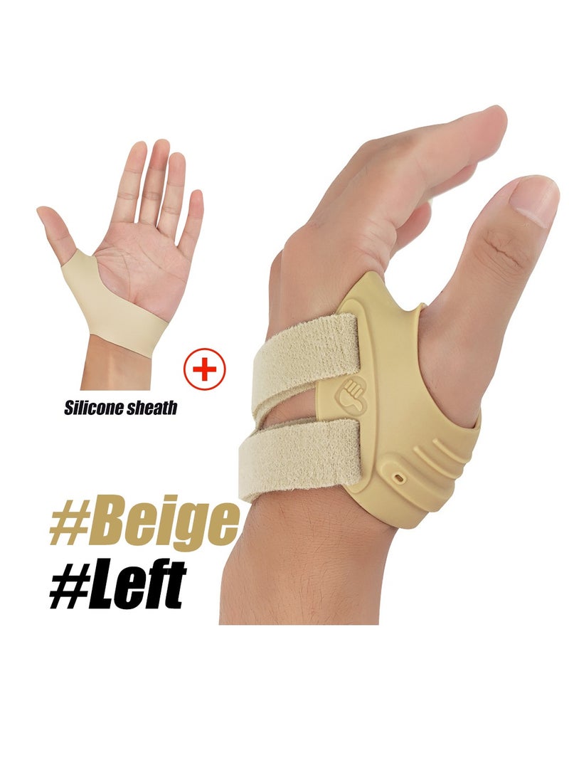 AROAQ Thumb Support Brace, Restriction Splint Thumb Stabilizer, Adjustable CMC Joint Thumb Brace, Pain Relief Thumb Stabilizer Brace For Both Men And Women, (Pack Of 2pcs, Small, Beige Left)  - Image 1
