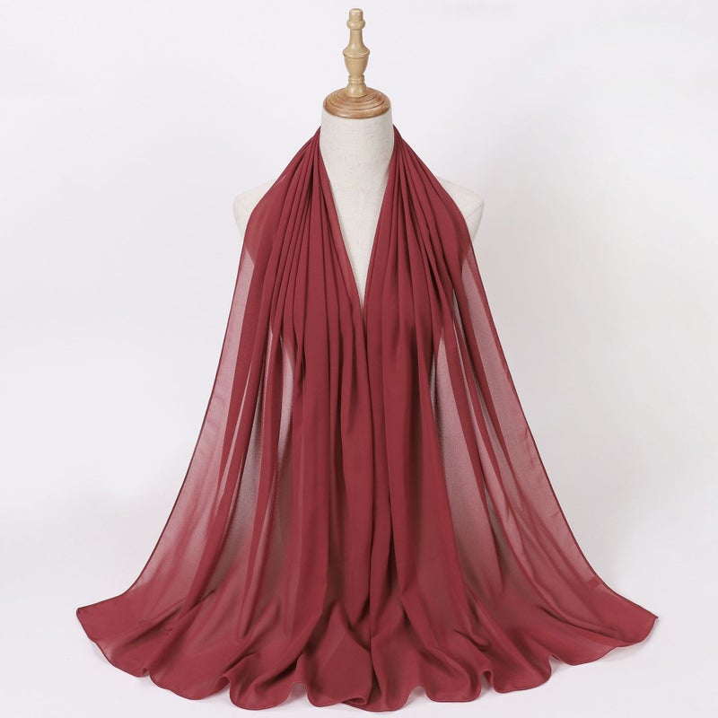Chiffon Bubble Wrap Hijab Scarf for Women 44 Begonia Red 