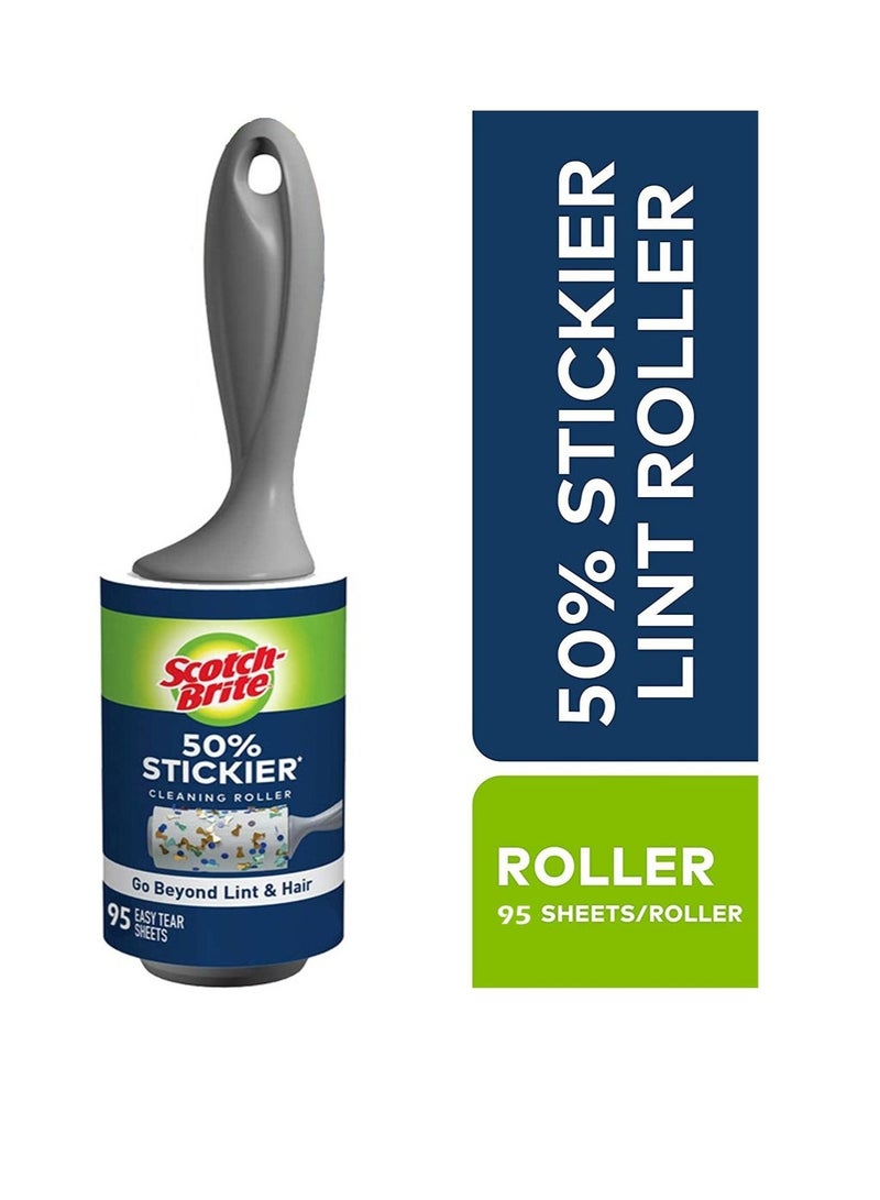 Scotch  95-Sheets 50% Stickier Lint and Fuzz Remover Roller For Super Sticky Pet Hair Removal, Clothes, Carpets, Car Seats, and Dust 10.1cm x 16.5 m - Image 1