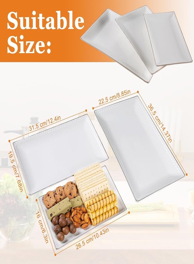Kassel Ceramic Serving Platter Set | 14”/12”/10” Rectangular Serving Trays for Entertaining at Parties and Weddings | Oven Safe Large Serving Trays for Tacos, Steak, and Cake - Image 3