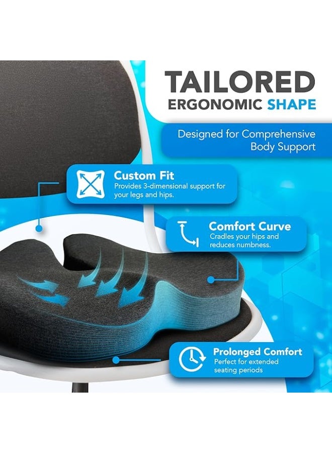Memory Foam Lumbar Support Pillow – W-Shaped Coccyx Seat Cushion for Tailbone Pain Relief, Office & Desk Chair Cushion - Image 5
