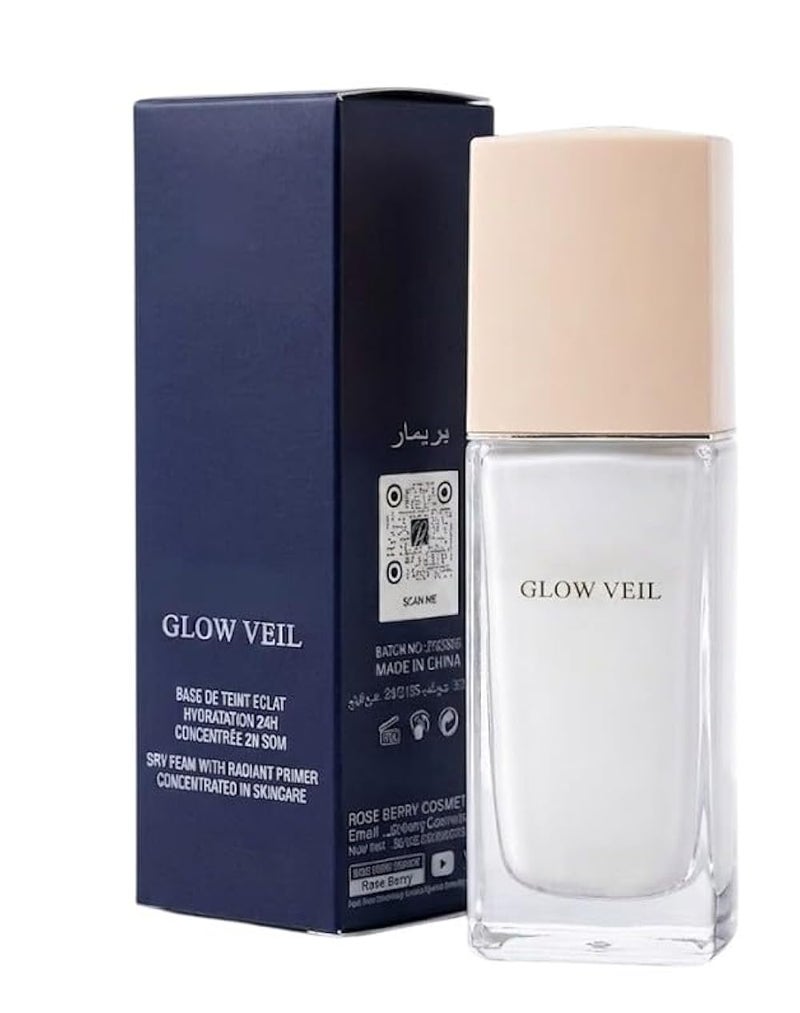 Primer GLOW VEIL -24H HAYRATING, Gel-Based & Hydrating Face Primer For Smoothing Skin & Gripping Makeup, Moisturizes & Primes, Clear 35ML - Image 5