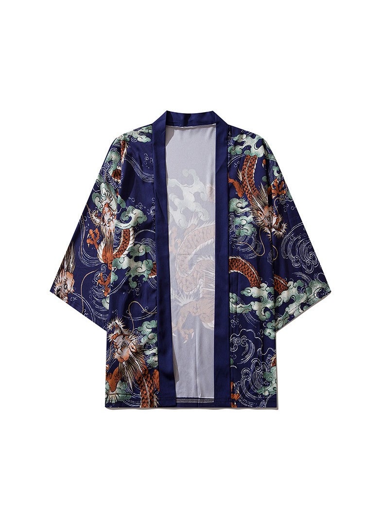 Loquat - New China-Chic Element 3D Printing Cardigan Loose Men's Cape - Image 1