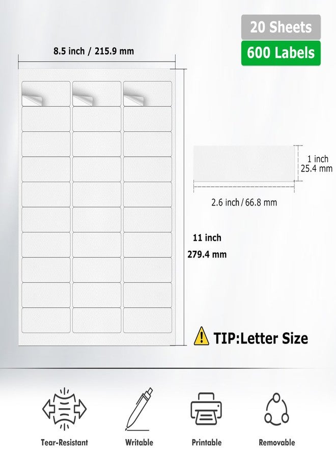 YIKIADA Address Blank Labels 1"×2-5/8" Removable Self-Adhesive Color 600 PCS - Image 2