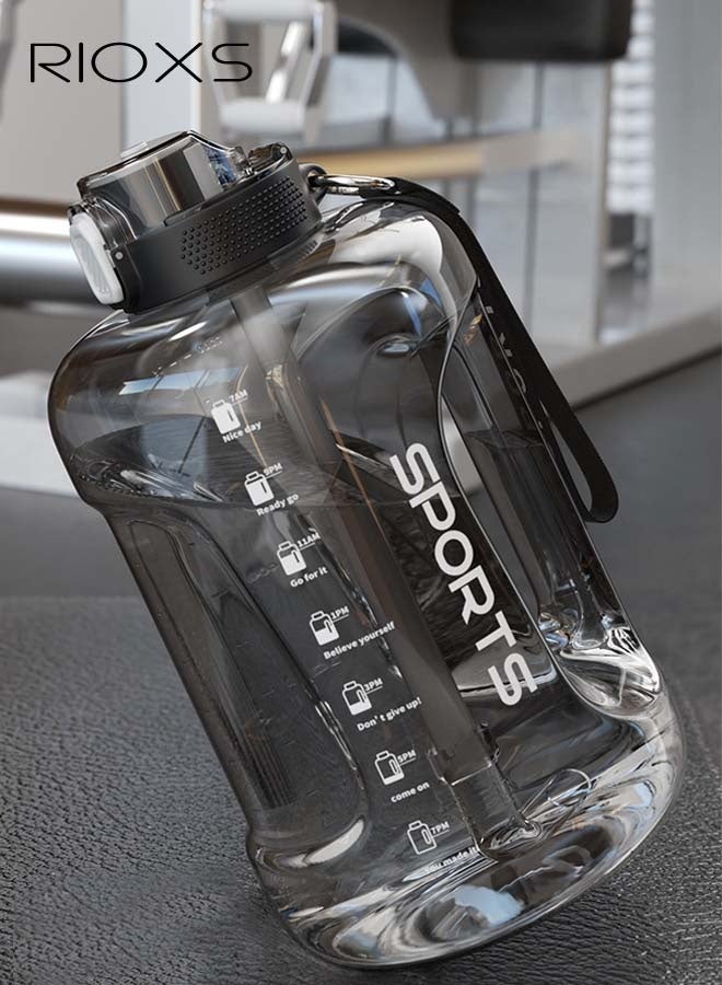 RIOXS 2.5L Water Bottle with Carrying Cord and Handle, Large Capacity Sports Bottle, Leakproof Portable Motivational Water Bottle with Straw and Time Marker, BPA Free, Easy to Clean, Suitable for Daily Use, Running, Hiking, Workouts and Any Outdoor Activities  - Image 1