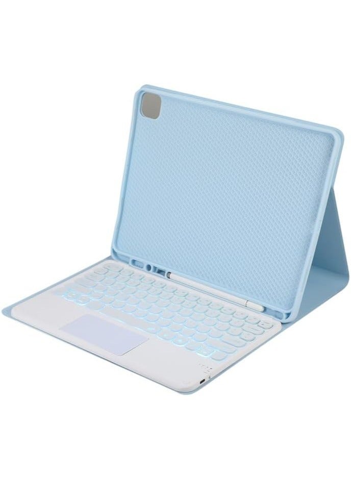 حافظة لوحة مفاتيح متوافقة مع سامسونج جالاكسي تاب اس 9 الترا 14.6 بوصة 2023 حامل قلم ، بإضاءة خلفية 7 ألوان لمس + ماوس غطاء من البولي يوريثان للكمبيوتر اللوحي - Image 2