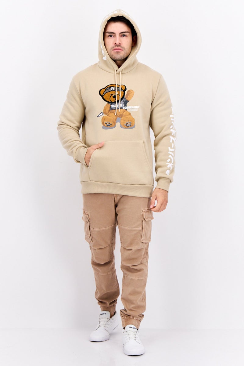 MEMBERS ONLY Men Hooded Embroidered Long Sleeves Sweatshirt, Sand - Image 2