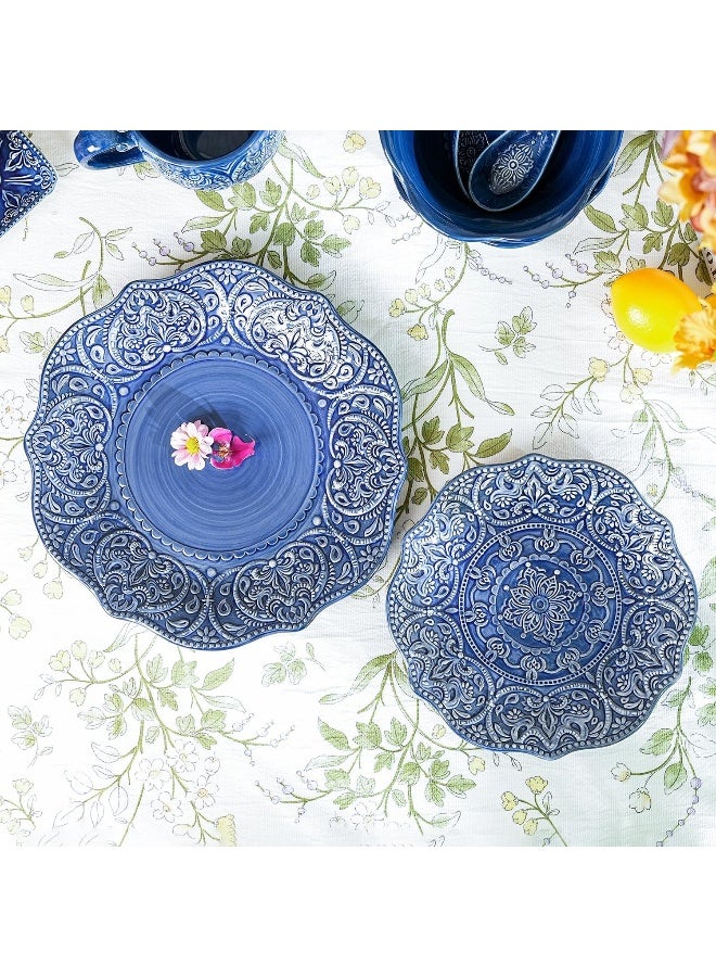 Sungmor Embossed Stoneware Fine Dining Dinnerware Antique Baroque Style Porcelain Dinner Plates Set of 2 - Image 3