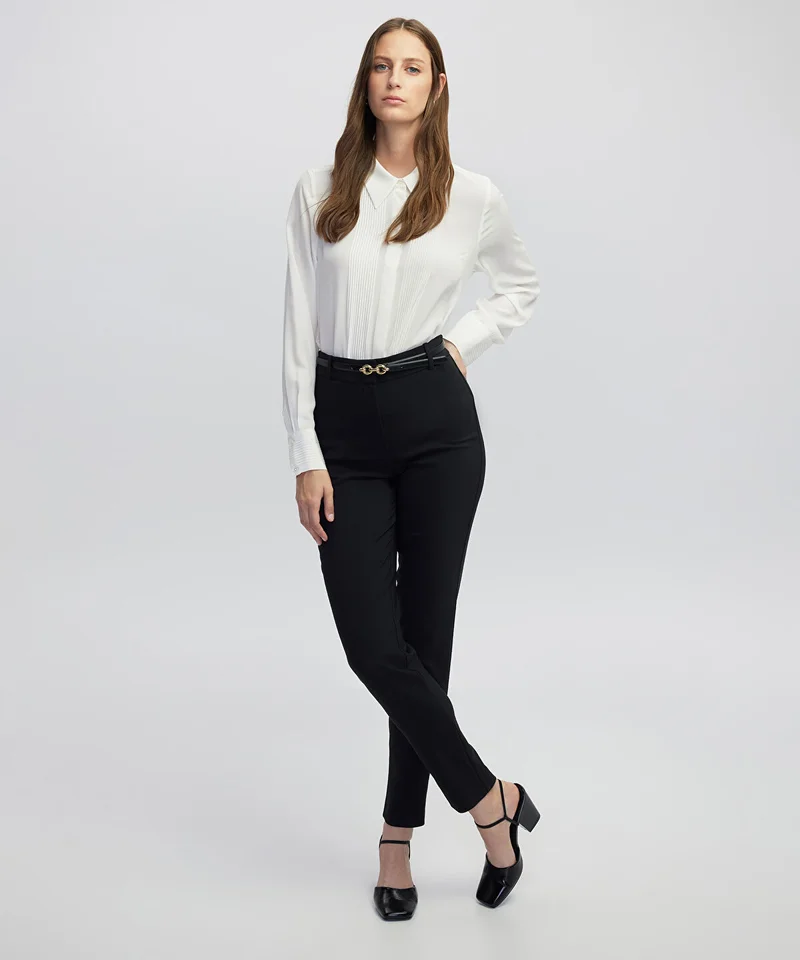 ابيكول Silk shirt with pintucks